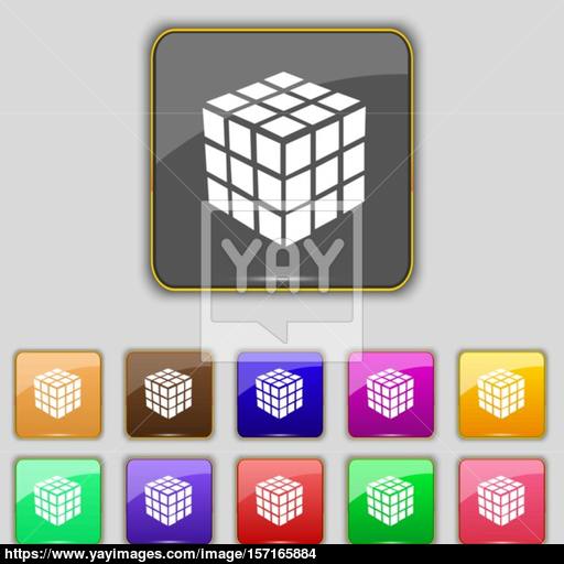 A Three Sided Cube Puzzle Box In Icon Sign Set With Eleven