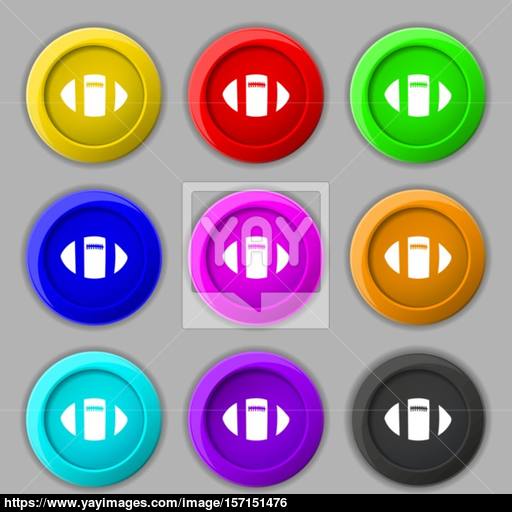 Rugby Ball Icon Sign Symbol On Nine Round Colourful Buttons