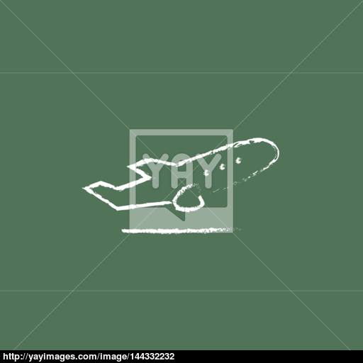 Plane Taking Off Icon Drawn In Chalk Vector