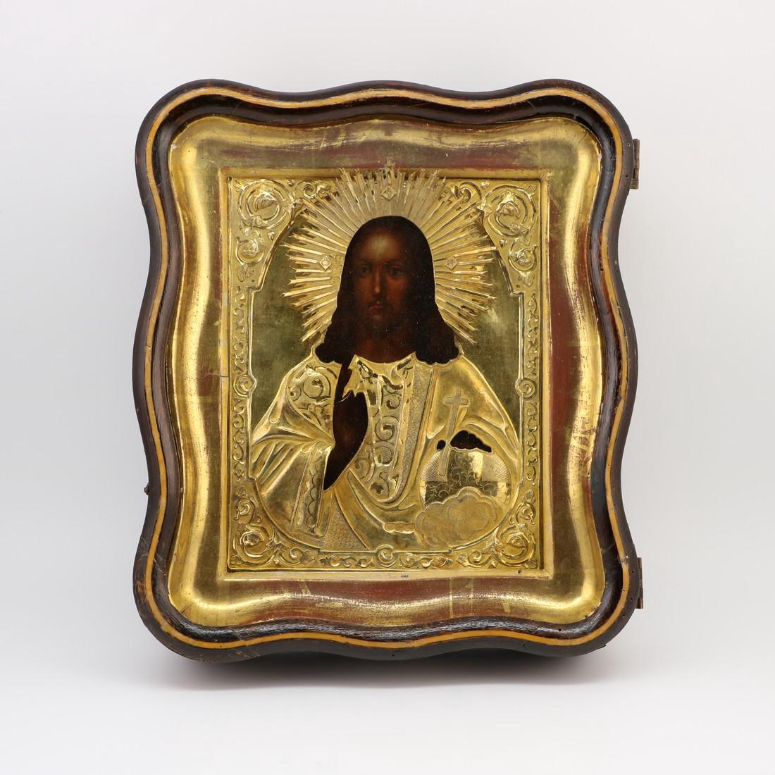 Christ Pantocrator Gilt Riza Russian Icon