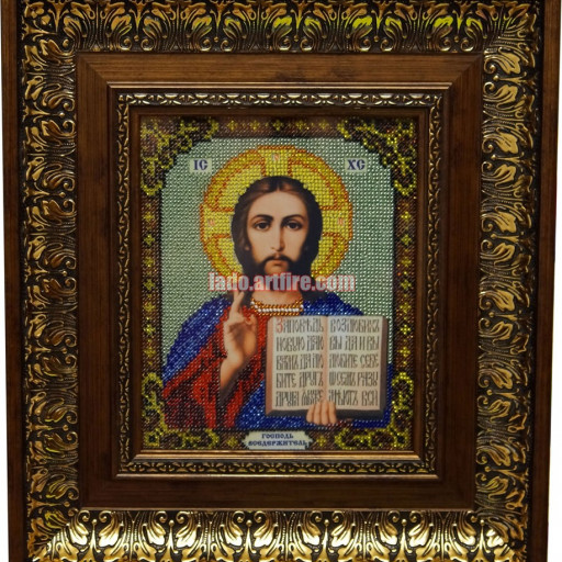 Christ Pantocrator Orthodox Bead Embroidered Icon Lado On Artfire