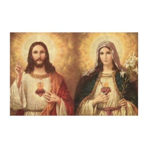 Most Sacred Heart Of Holy Jesus And Holy Mary Canvas Print