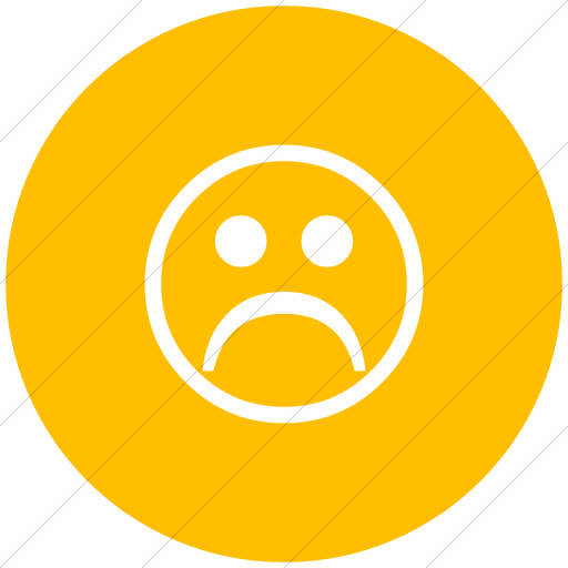 Flat Circle White On Yellow Classica Sad Face Icon