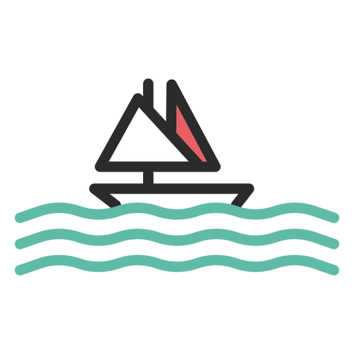 Sailing Boat Colored Stroke Icon