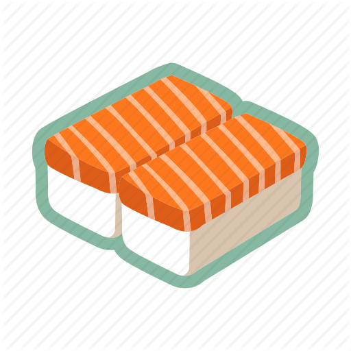 Japanese Food, Maki, Raw, Salmon Fish, Sushi Icon