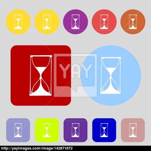 Hourglass Sign Icon Sand Timer Symbol Colored Buttons Flat