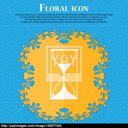 Hourglass Sign Icon Sand Timer Symbol Floral Flat Design