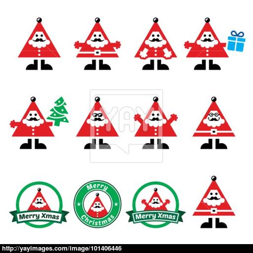 Santa Claus Icons, Merry Christmas Icon Labels Vector