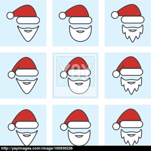 Vector Christmas Icon Set Of Santa Claus Face Vector