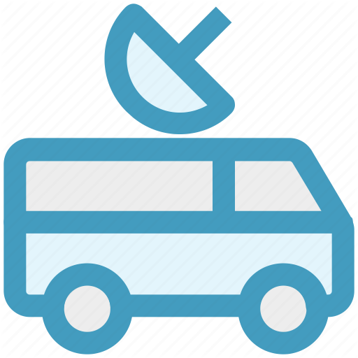 Record, Satellite, Transport, Travel, Truck, Tv Van, Van Icon