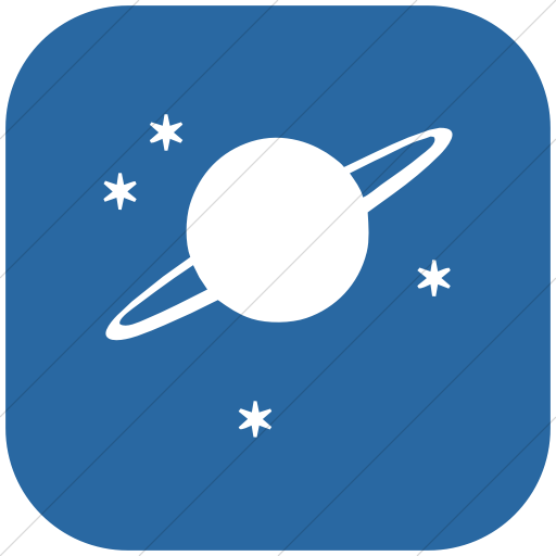 Flat Rounded Square White On Blue Classica Saturn Icon