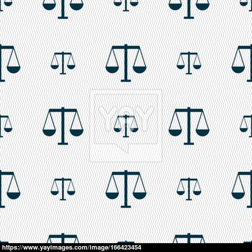 Scales Of Justice Icon Sign Seamless Pattern With Geometric