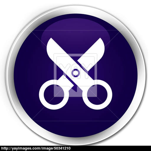 Scissors Icon Purple Button Image