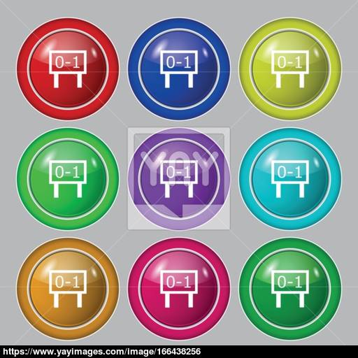 Scoreboard Icon Sign Symbol On Nine Round Colourful Buttons