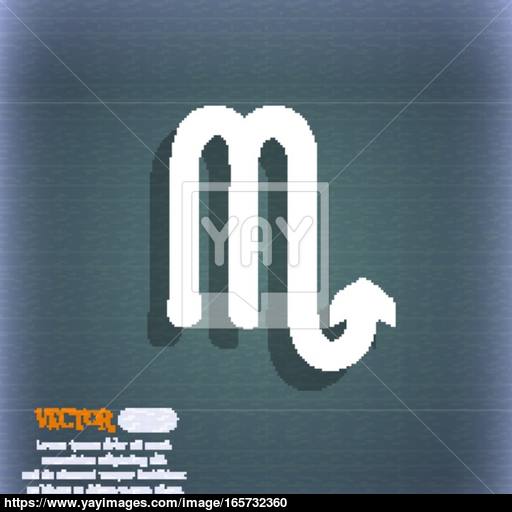 Scorpio Icon On The Blue Green Abstract Background With Shadow