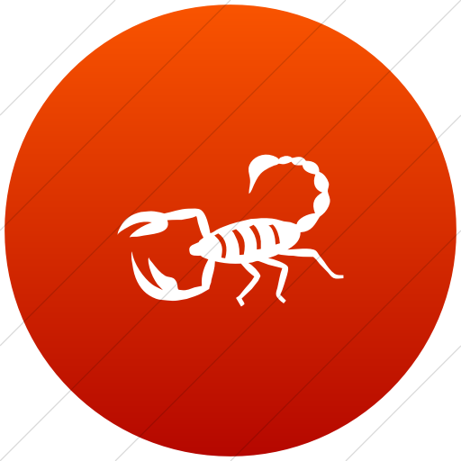 Flat Circle White On Red Gradient Animals Scorpion Icon