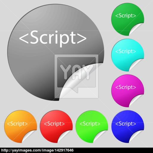 Script Sign Icon Javascript Code Symbol Set Of Eight Multi