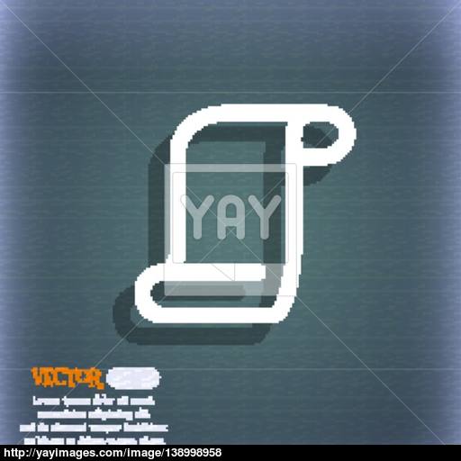 Paper Scroll Icon Symbol On The Blue Green Abstract Background