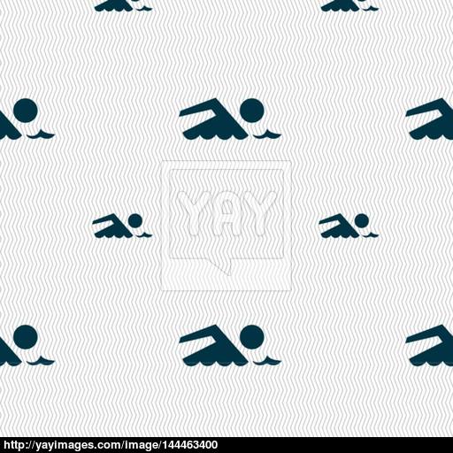Swimming Sign Icon Pool Swim Symbol Sea Wave Seamless Pattern