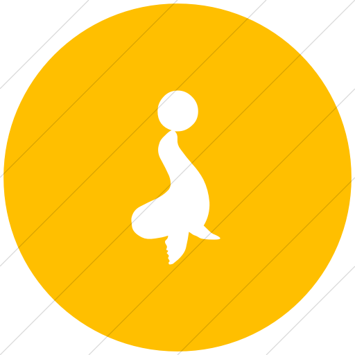 Flat Circle White On Yellow Animals Seal Icon