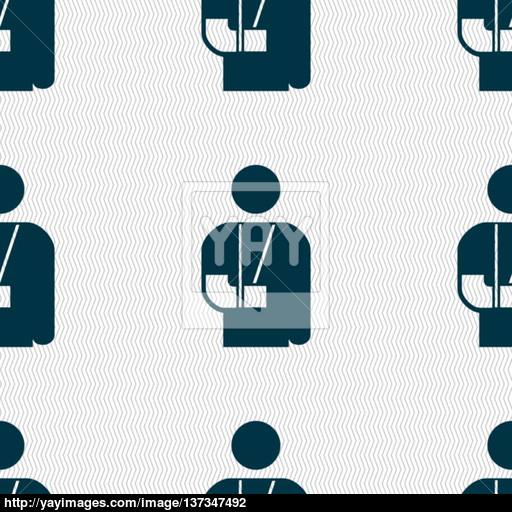 Broken Arm, Disability Icon Sign Seamless Pattern With Geometric