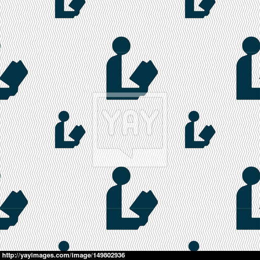 Read A Book Icon Sign Seamless Pattern With Geometric Texture