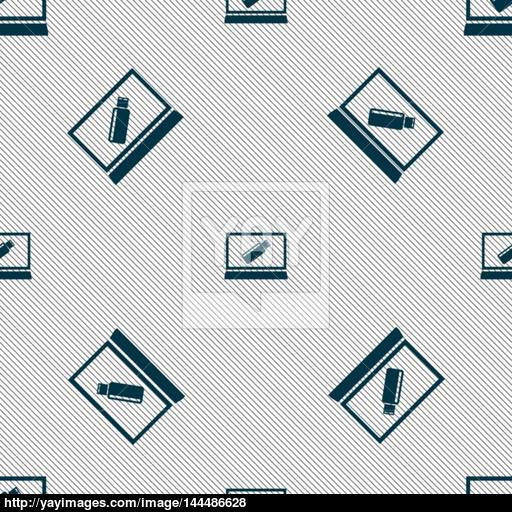 Usb Flash Drive And Monitor Sign Icon Video Game Symbol Seamless
