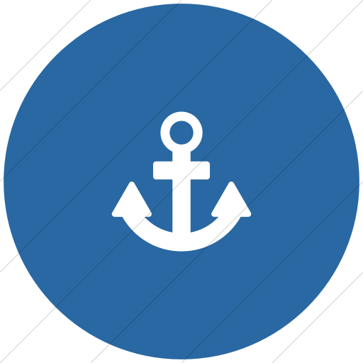 Flat Circle White On Blue Foundation Anchor Icon