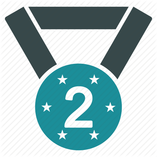 Place, Achievement, Badge, Medal, Prize, Second, Silver Icon