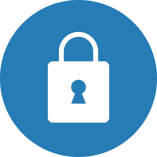 Blue, Circle, Lock, Privacy, Safe, Secure, Security Icon