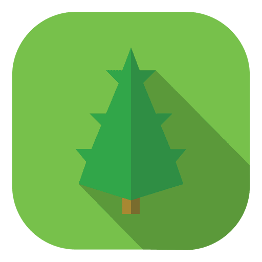 Green Pine Tree Drop Shadow Icon