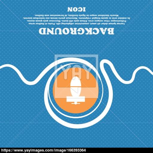 Mortar Mine Icon Sign Blue And White Abstract Background Flecked