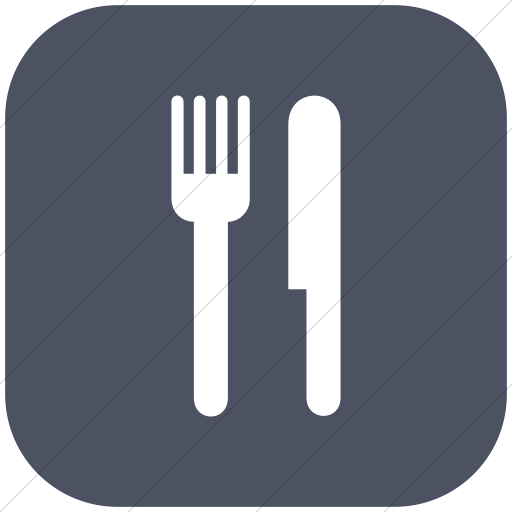 Flat Rounded Square White On Blue Gray Aiga Restaurant Icon