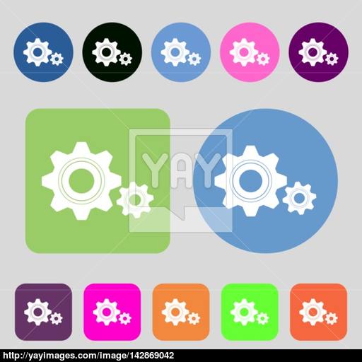 Cog Settings Sign Icon Cogwheel Gear Mechanism Symbol Colored