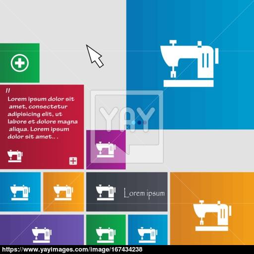 Sewing Machine Icon Sign Buttons Modern Interface Website