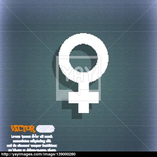 Symbols Gender, Female, Woman Sex Icon Symbol On The Blue Green