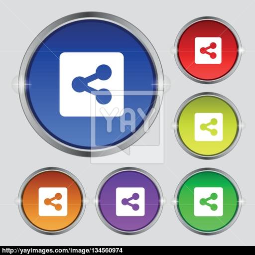 Share Icon Sign Round Symbol On Bright Colourful Buttons Vector