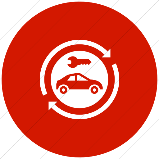Flat Circle White On Red Iconathon Car Share Icon
