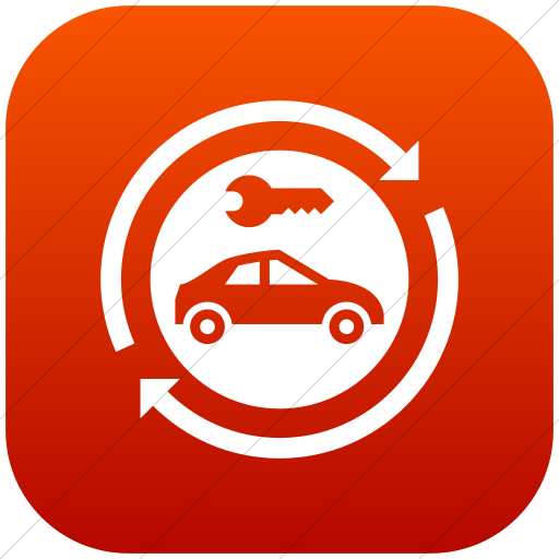 Flat Rounded Square White On Red Gradient Iconathon Car