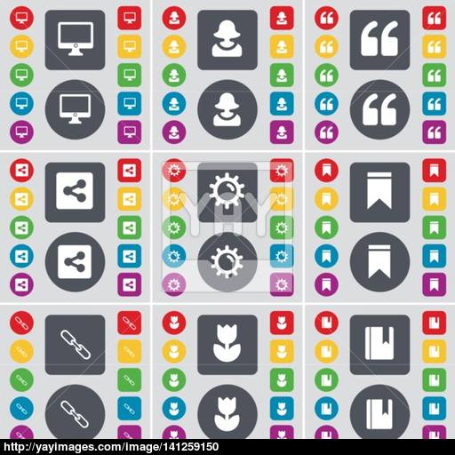 Monitor, Avatar, Quotation Mark, Share, Gear, Marker, Link, Flower