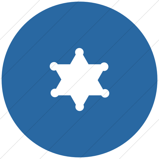 Flat Circle White On Blue Foundation Sheriff Badge Icon
