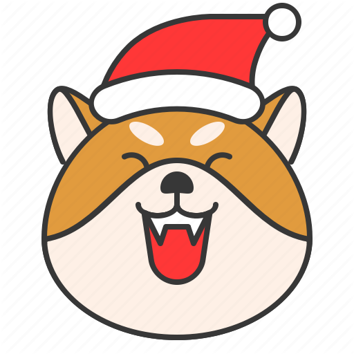 Christmas, Dog, Emoticon, Happy, Shiba Icon