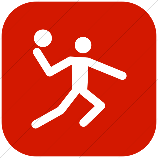 Flat Rounded Square White On Red Sports Shot Put Icon