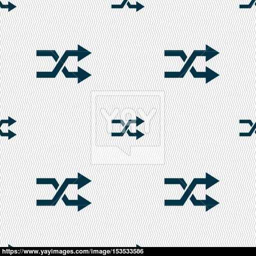 Shuffle Icon Sign Seamless Pattern With Geometric Texture Vector