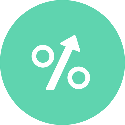 Interest, Percentage, Arrow, Sign, Arrow Up Icon