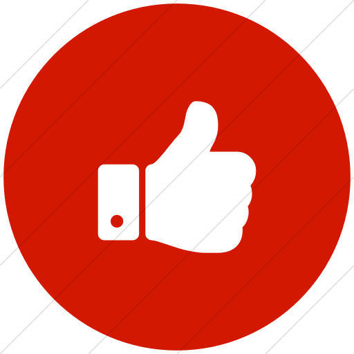 Flat Circle White On Red Bootstrap Font Awesome Thumbs