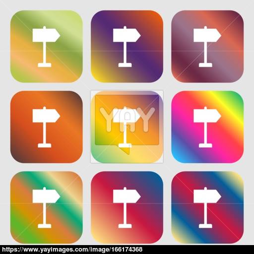 Signpost Icon Nine Buttons With Bright Gradients For Beautiful