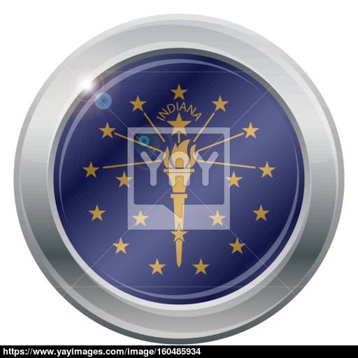 Indiana State Flag Silver Icon Vector