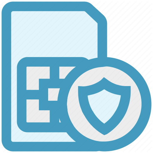 Mobile Card, Sd Card Secure, Security, Shield, Sim Card Icon