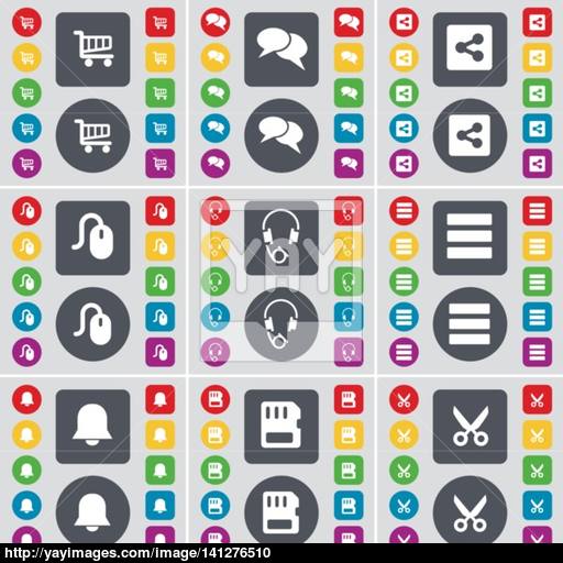 Shopping Cart, Chat, Share, Mouse, Headphones, Apps, Notification